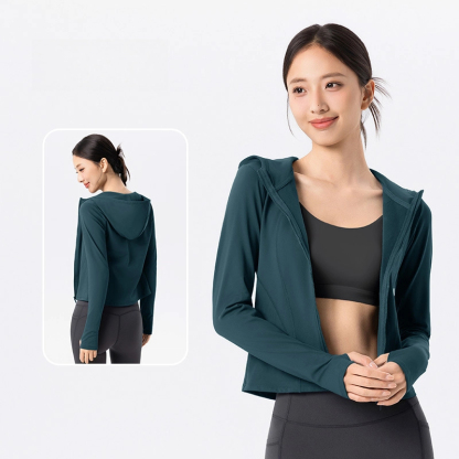 Fleece warm slim fits hooded yoga jacket