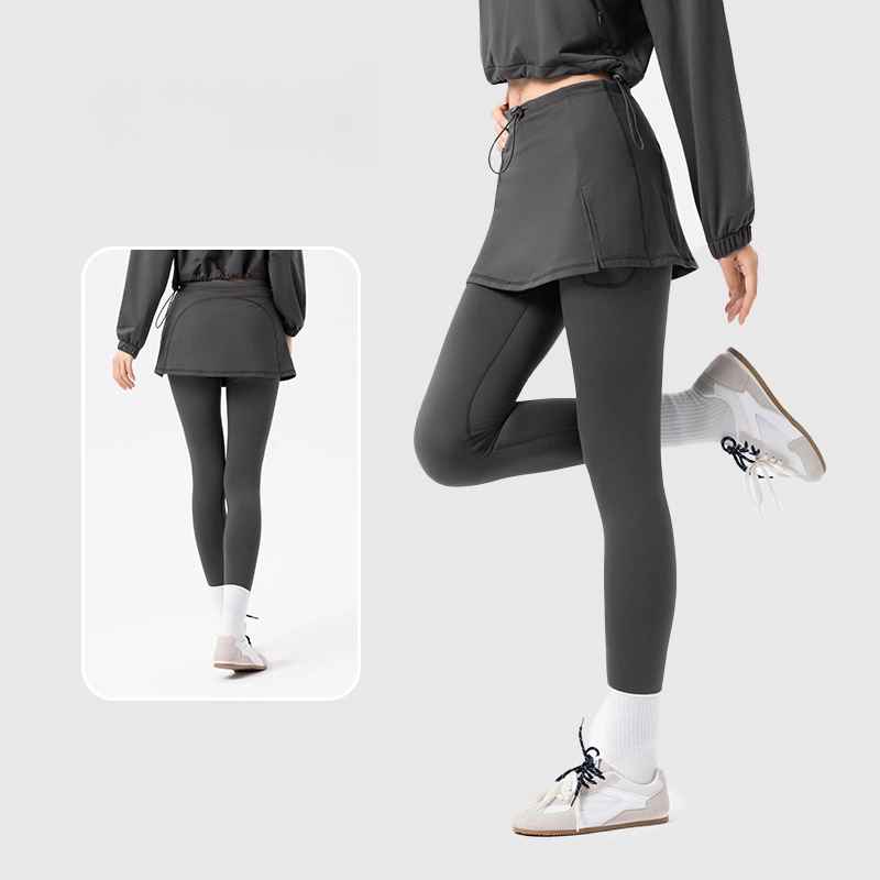 Fake two pieces of thin fleece running training sweatpants