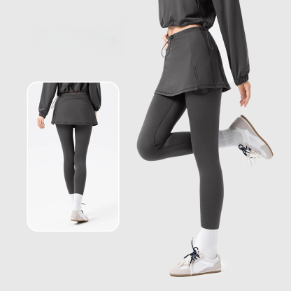 Fake two pieces of thin fleece running training sweatpants