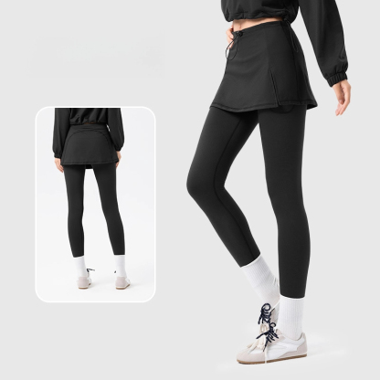 Fake two pieces of thin fleece running training sweatpants