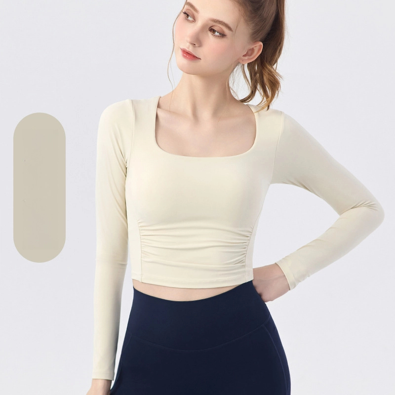 Soft and glutinous slim slim breathable sports fitness yoga long-sleeved top