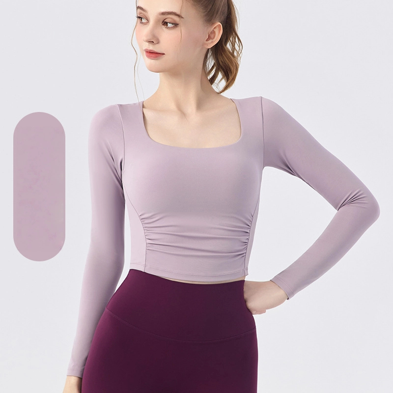 Soft and glutinous slim slim breathable sports fitness yoga long-sleeved top