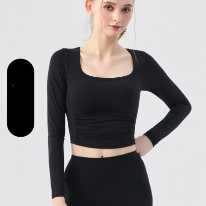 Soft and glutinous slim slim breathable sports fitness yoga long-sleeved top
