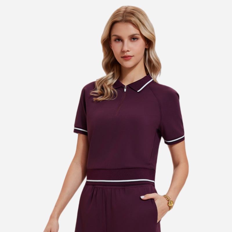 Golf Tennis Half Zip Short Sleeve POLO Shirt
