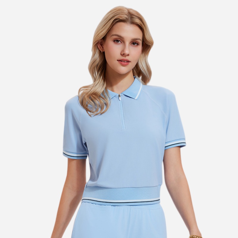 Golf Tennis Half Zip Short Sleeve POLO Shirt