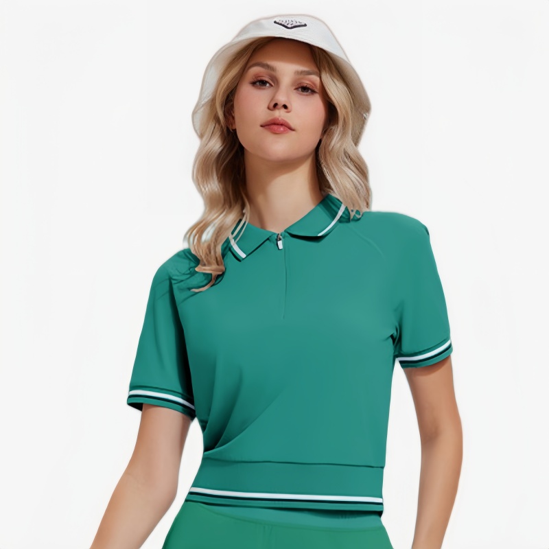 Golf Tennis Half Zip Short Sleeve POLO Shirt