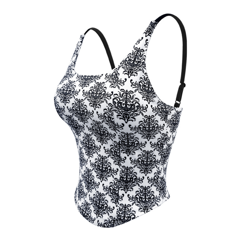 A bare-feeling high-strength shock-absorbing skinny suspender floral bra