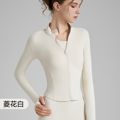 New tight height elastic collar threaded yoga jacket