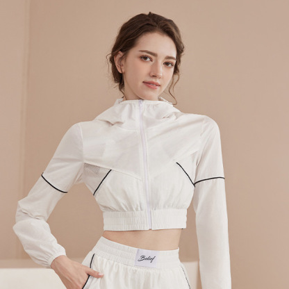 New breathable slimming fitness yoga zippered long sleeve jacket