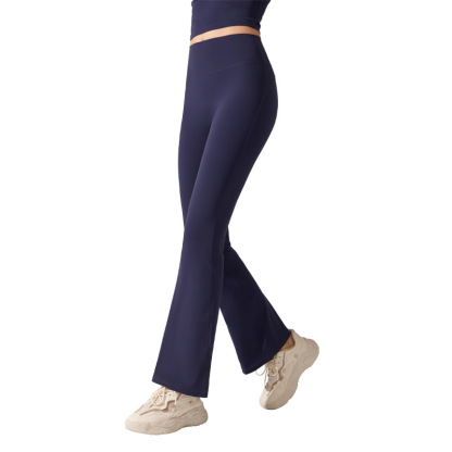 Nude antibacterial high-waisted hip lift slim slightly flared pants