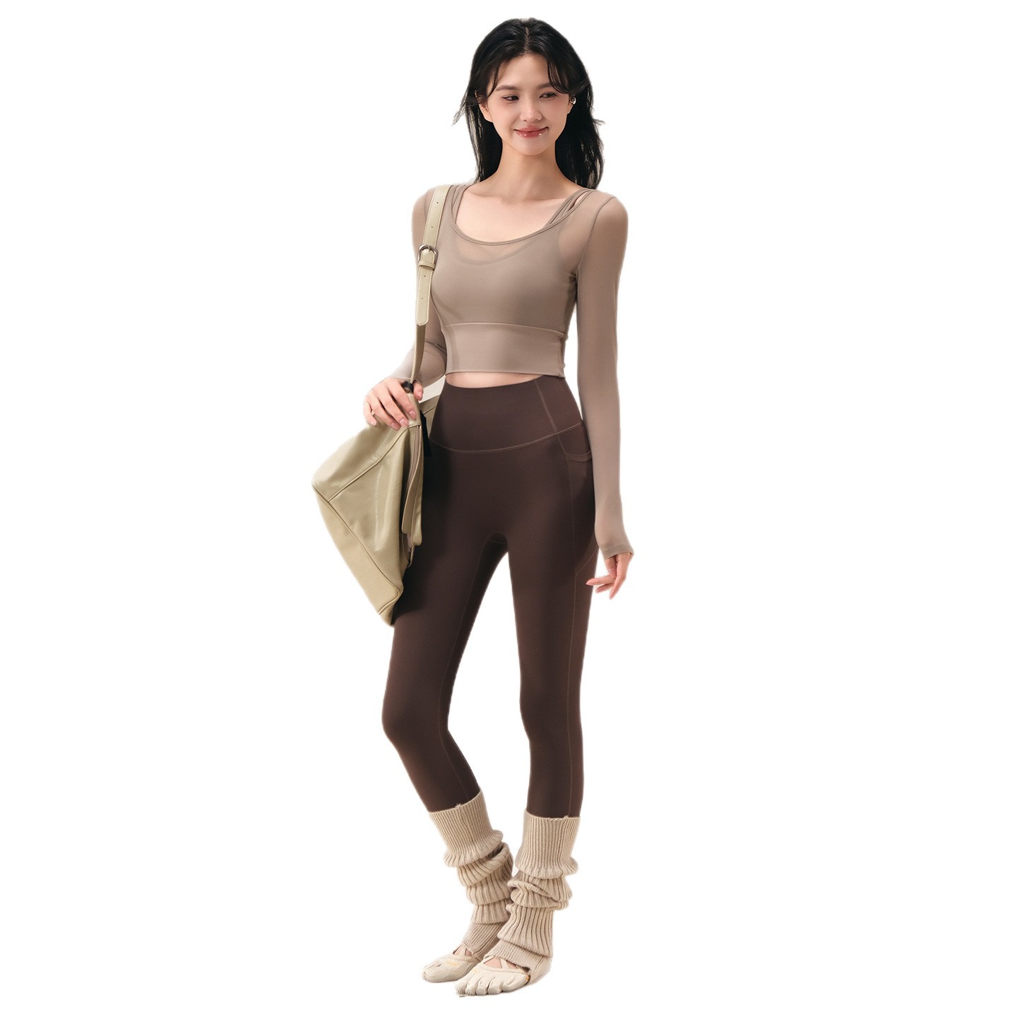 Autumn and winter new buttock lifting and belly tights Pilates fitness pants