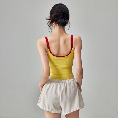 Contrasting color slimming sleeveless Pilates beautiful back bra
