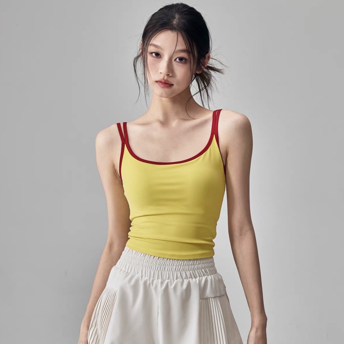 Contrasting color slimming sleeveless Pilates beautiful back bra