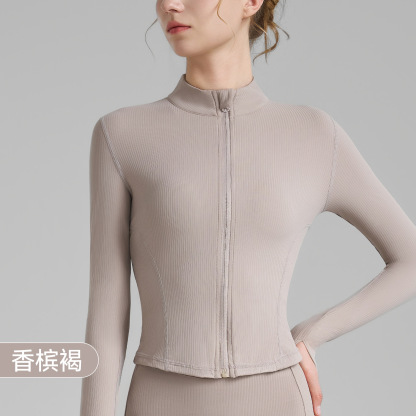 New tight height elastic collar threaded yoga jacket