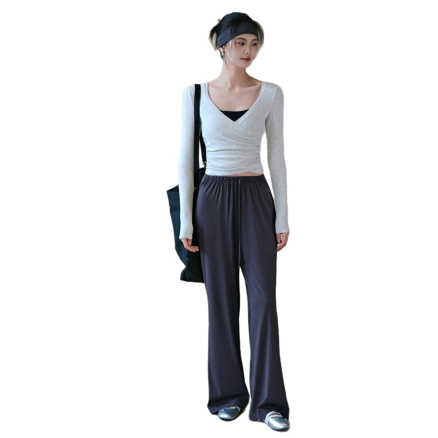 Slimming loose and comfortable straight-leg sports trousers