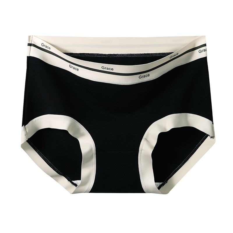 Seamless comfortable and breathable mid-high waist hip cover cotton triangle briefs