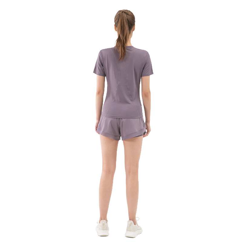 Fake two high-waisted belly-tucked pocket shorts