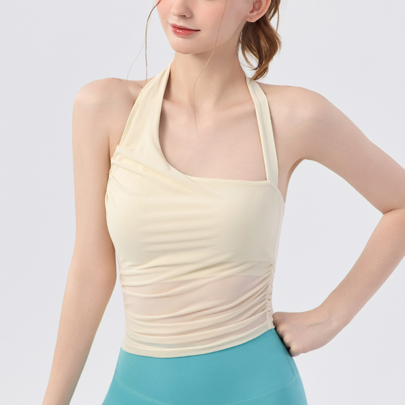 Design polka dot halterneck training fitness back bra