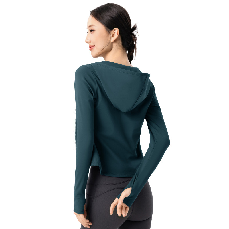 Fleece warm slim fits hooded yoga jacket