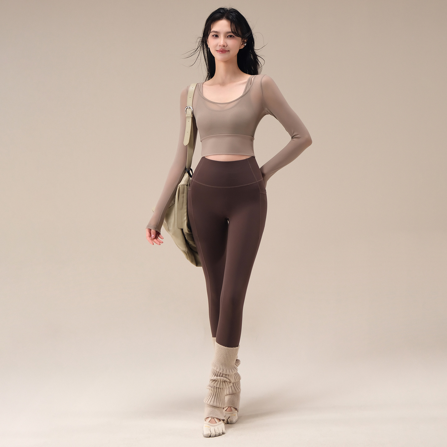 Autumn and winter new buttock lifting and belly tights Pilates fitness pants