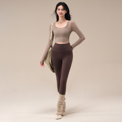 Autumn and winter new buttock lifting and belly tights Pilates fitness pants