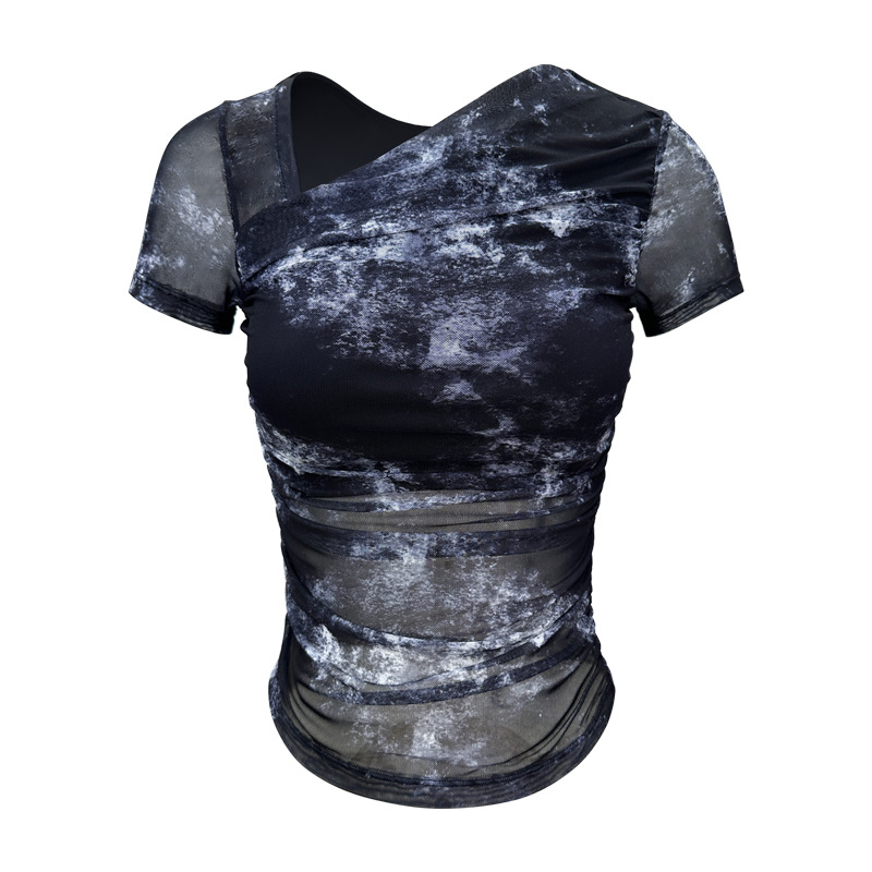 Printed mesh integrated chest pad short sleeves