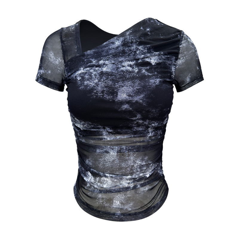 Printed mesh integrated chest pad short sleeves