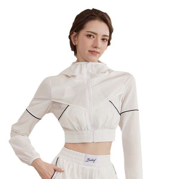 New breathable slimming fitness yoga zippered long sleeve jacket