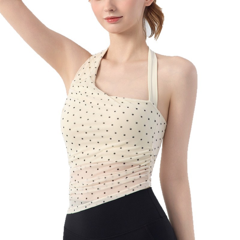 Design polka dot halterneck training fitness back bra