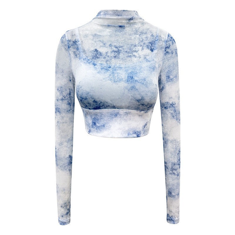 Cloud-smudged mesh panels faux two long sleeves
