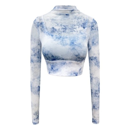 Cloud-smudged mesh panels faux two long sleeves