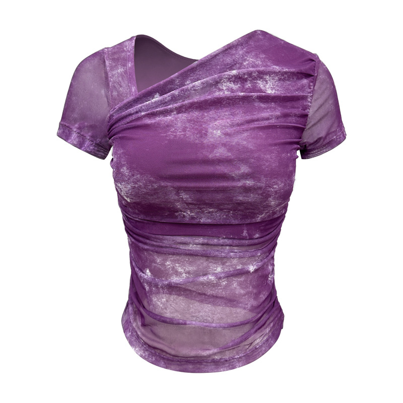 Printed mesh integrated chest pad short sleeves