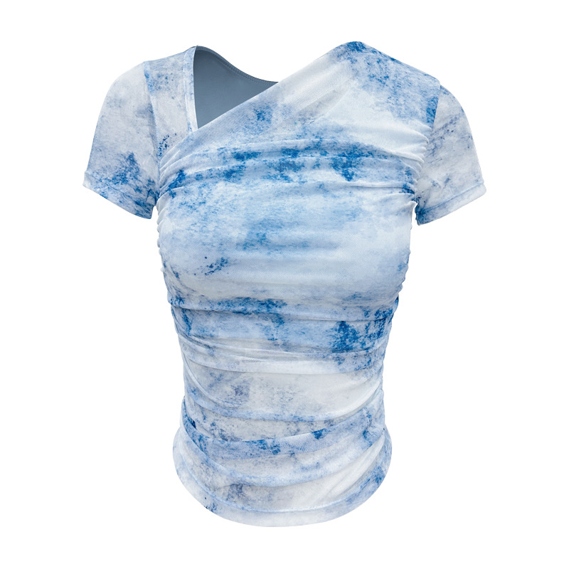 Printed mesh integrated chest pad short sleeves