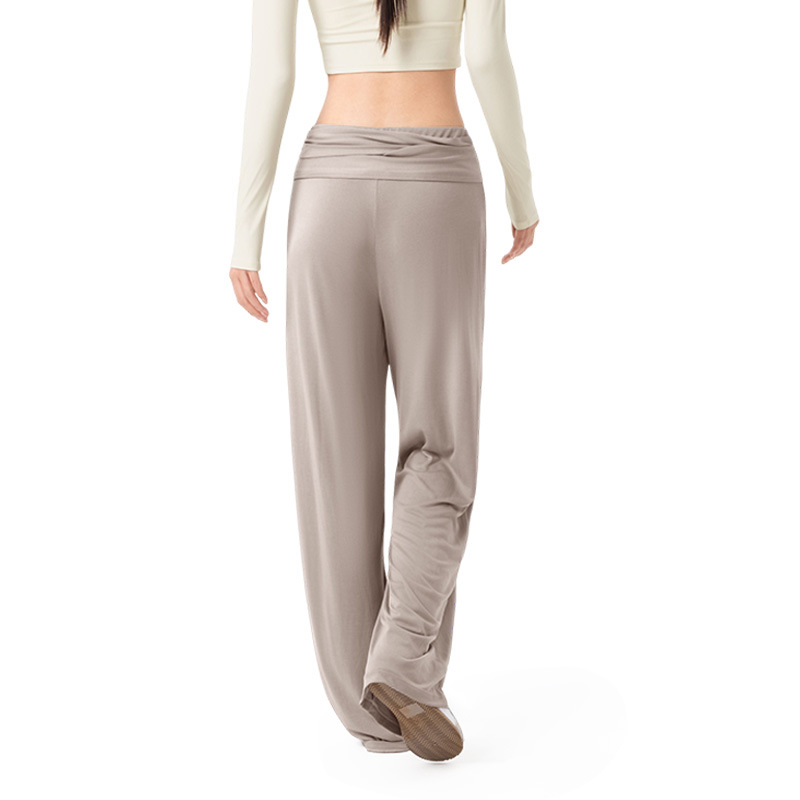 Drape detachable waistband yoga wide-leg trousers