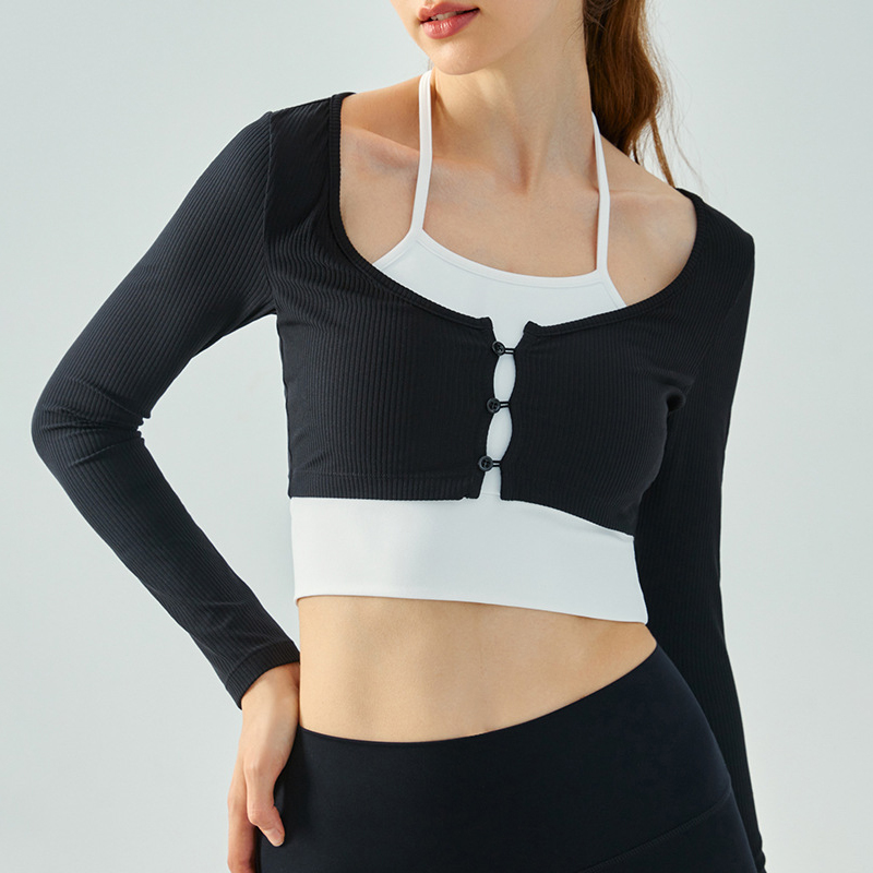 Fake two-piece long sleeves with chest pad