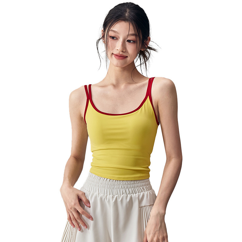 Contrasting color slimming sleeveless Pilates beautiful back bra