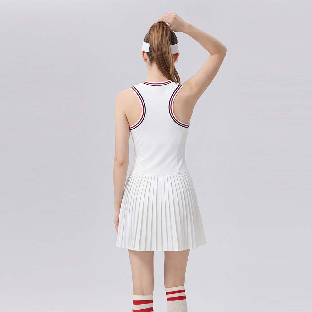 White V-neck quick-drying breathable tennis dress set