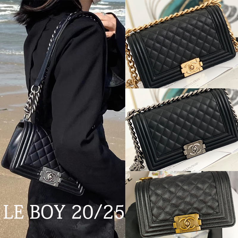 (シャネル )ボーイキャビアスキンショルダBAG LEBOY 2size