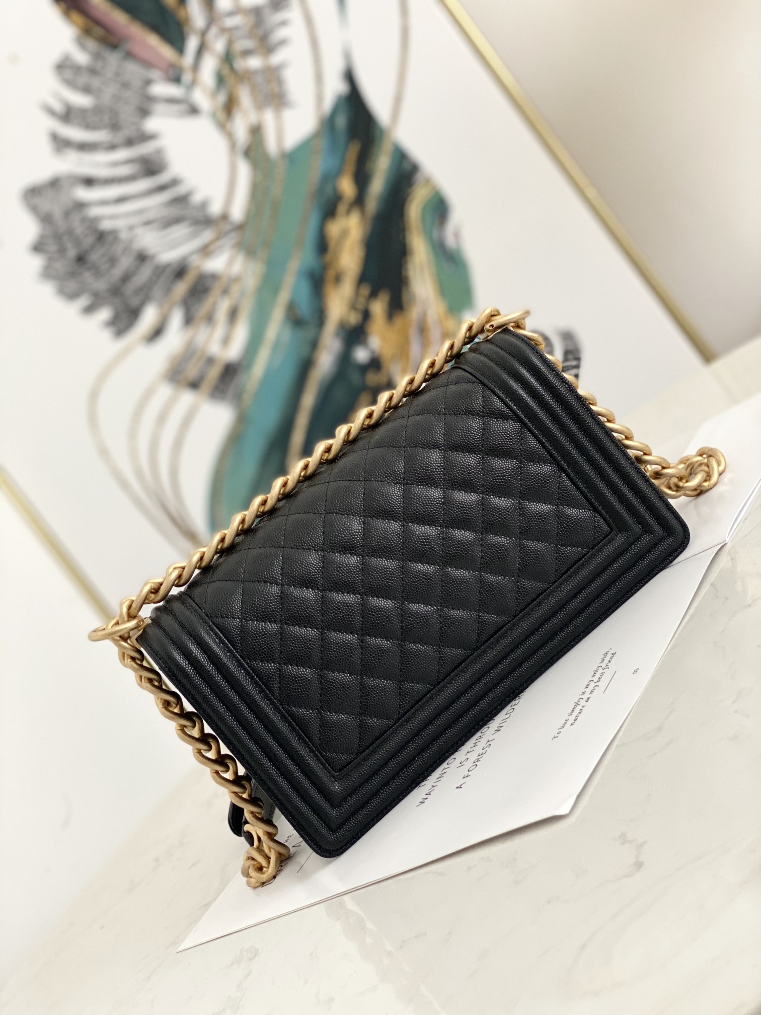 (シャネル )ボーイキャビアスキンショルダBAG LEBOY 2size