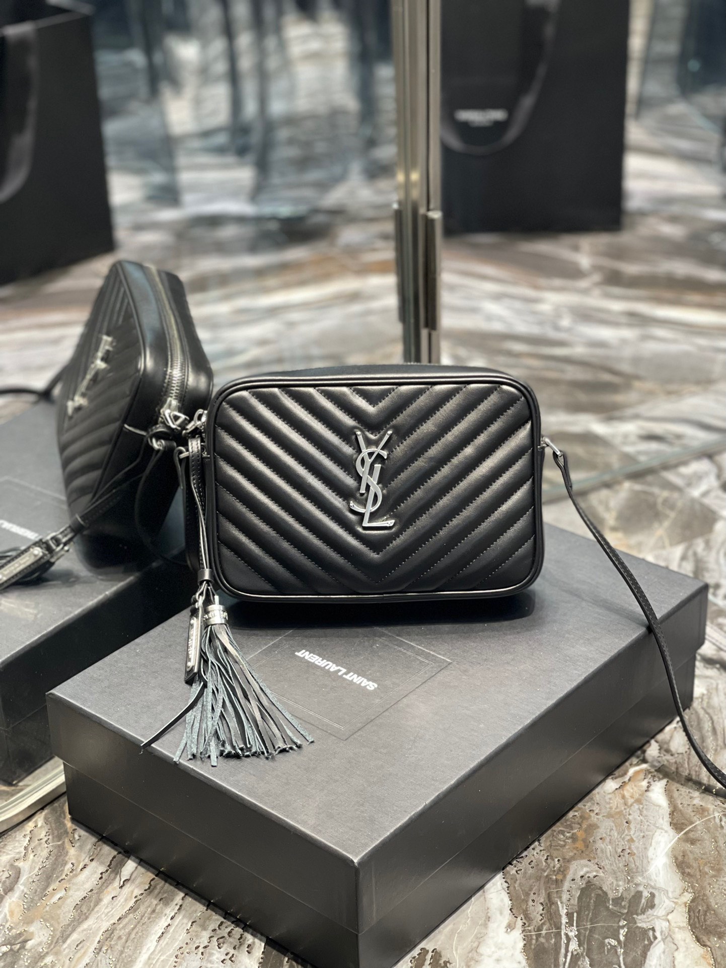 【Saint Laurent YSL】ジップワンショルダークロスボディバッグ