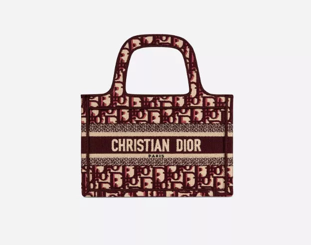 【ディオール】◆人気 BOOK TOTE 定番柄刺繍 トートバッグ-3 sizes
