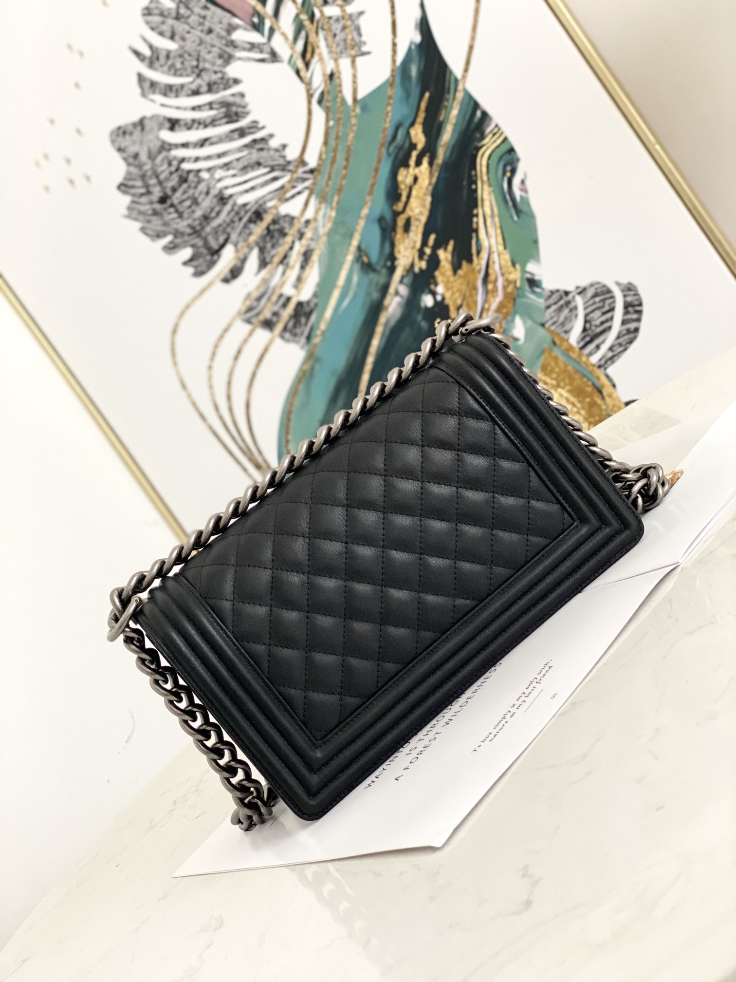 (シャネル )ボーイキャビアスキンショルダBAG LEBOY 2size