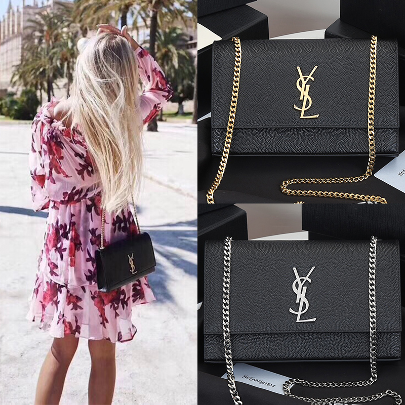【SAINT LAURENT】グレインド カーフスキン   サイズ: 24x14x5cm -2色