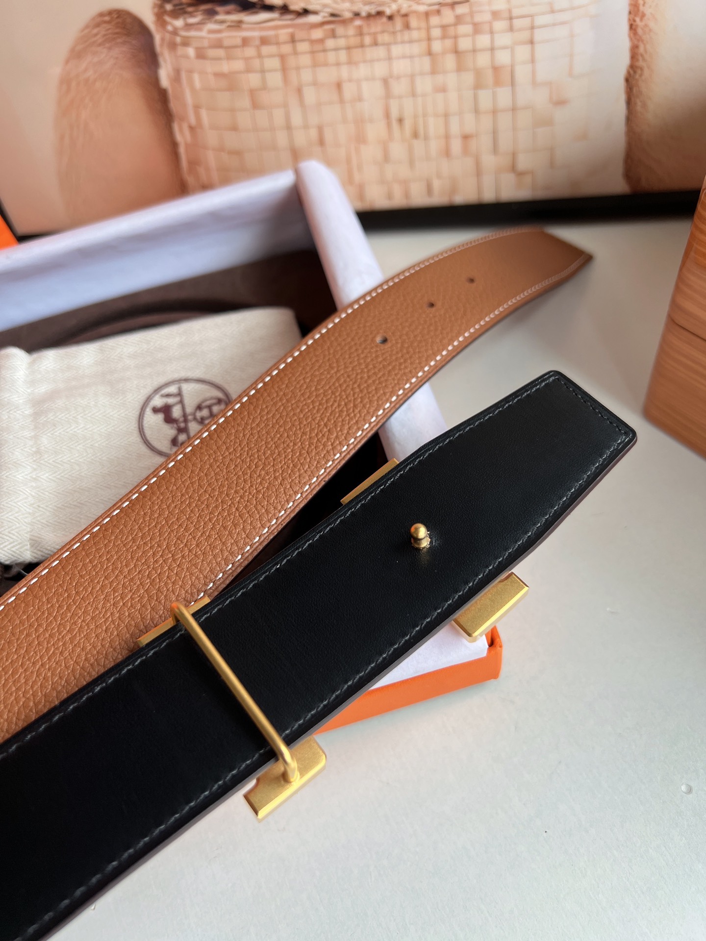 【Hermès】 メンズ  幅：3.8CM 長：105-125CM  -3色