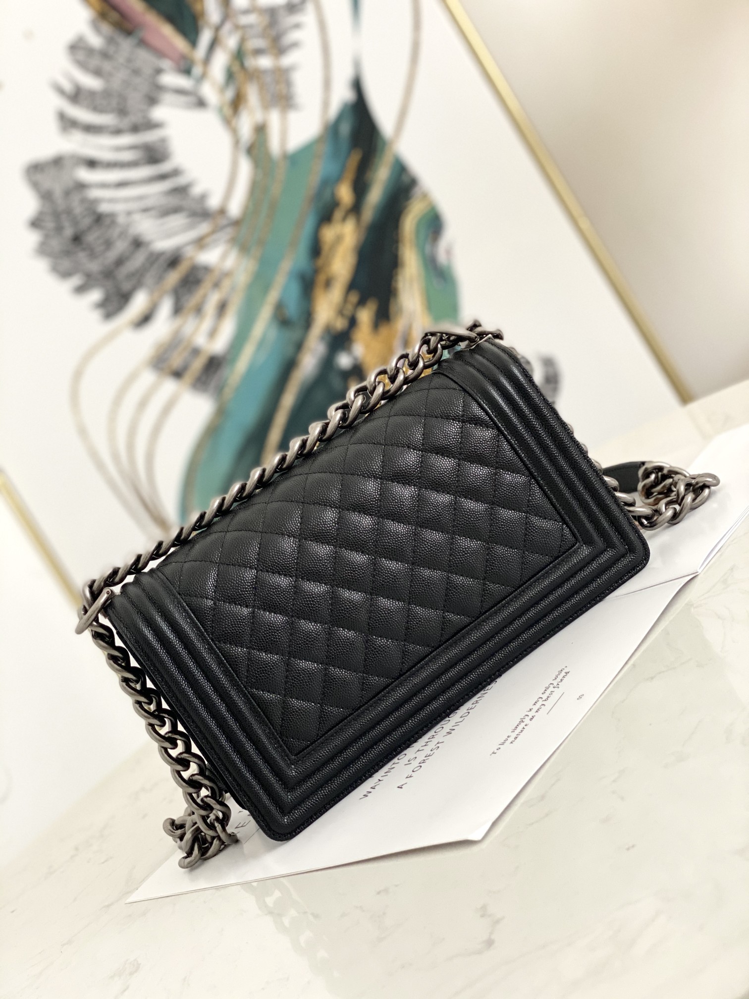 (シャネル )ボーイキャビアスキンショルダBAG LEBOY 2size