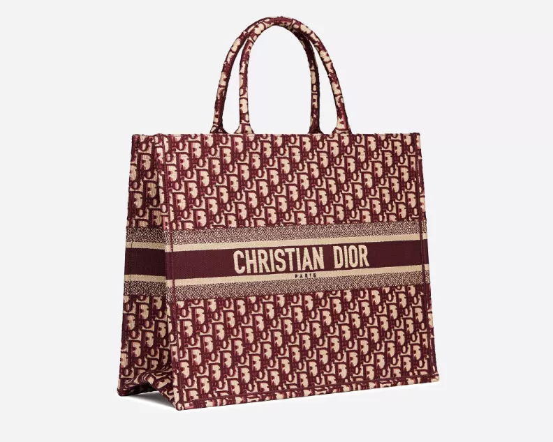 【ディオール】◆人気 BOOK TOTE 定番柄刺繍 トートバッグ-3 sizes