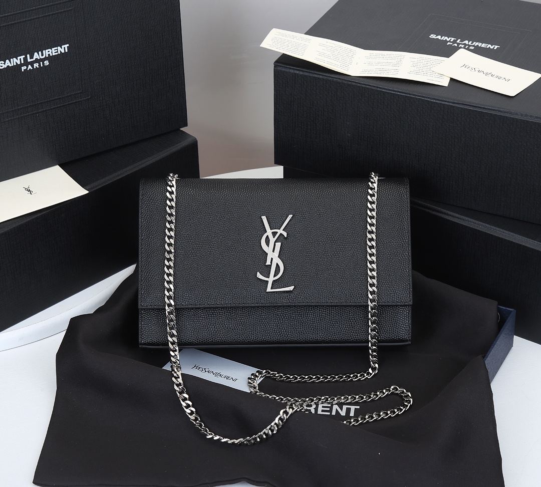 【SAINT LAURENT】グレインド カーフスキン   サイズ: 24x14x5cm -2色
