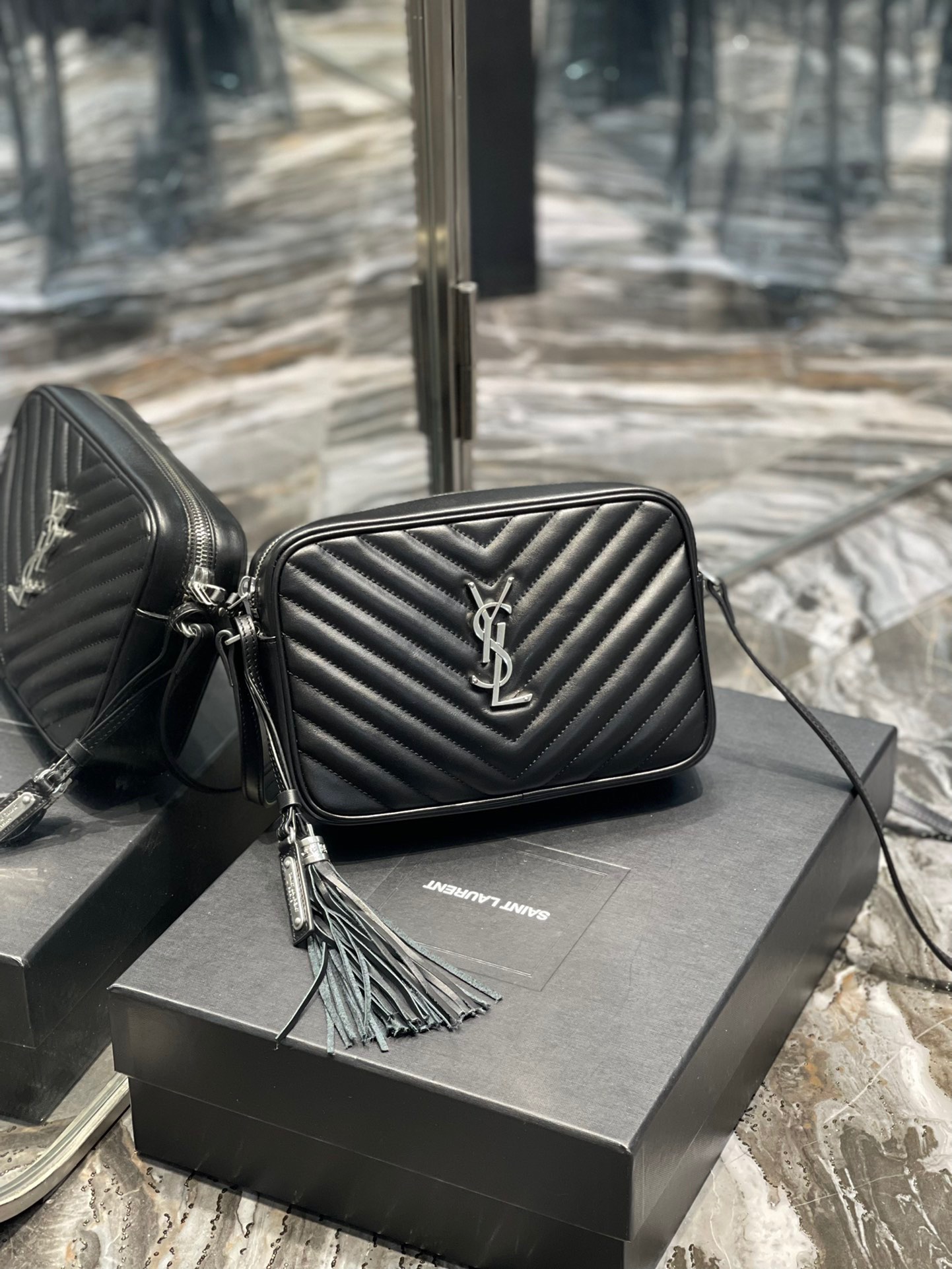 【Saint Laurent YSL】ジップワンショルダークロスボディバッグ