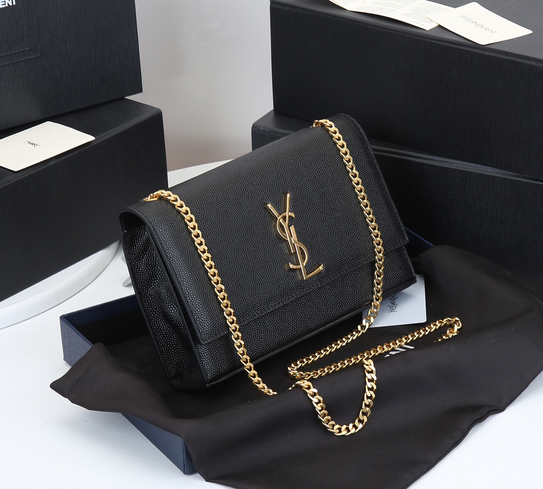 【SAINT LAURENT】グレインド カーフスキン   サイズ: 24x14x5cm -2色