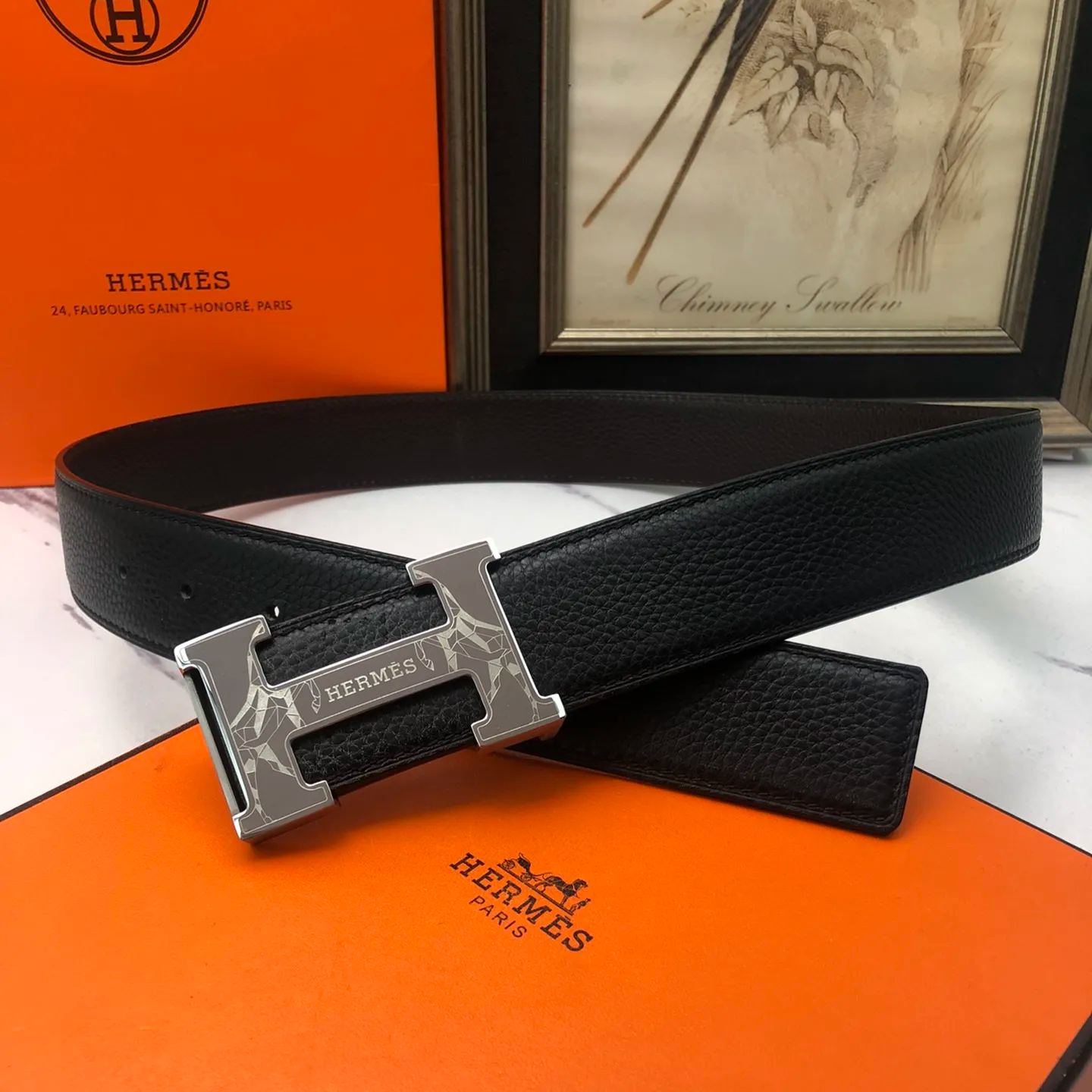 【Hermès】 メンズ  幅：3.8CM 長：105-125CM